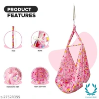 New Born Baby Cotton Hanging Cradle Jhula Jhoola Bed Bedding Set - 0-12 Months, Pink, Fabric Cradle Material: Cotton, Mousquito Net, Pack Of:1